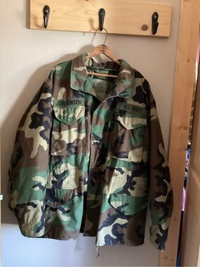 VTG 1996 USGI M-65 Woodland Camouflage Jacket & Liner Set US Navy Large Regular